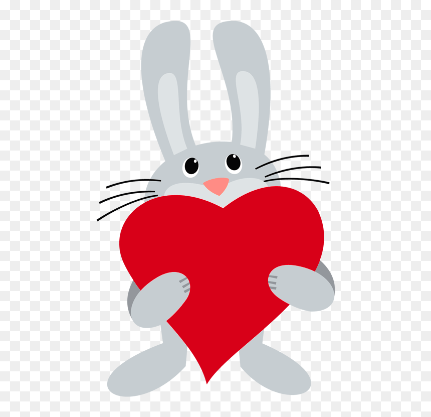 Hearts Clipart Cartoon - Heart Bunny, HD Png Download - cartoon heart png