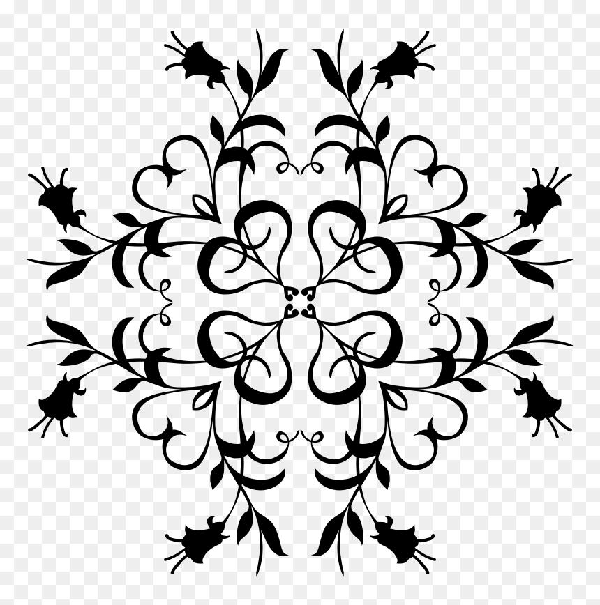 Free Black And White Clipart Design Elements, HD Png Download - floral art png