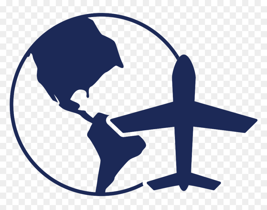 Plane And Globe - Globe Clipart Plane, HD Png Download - plane silhouette png