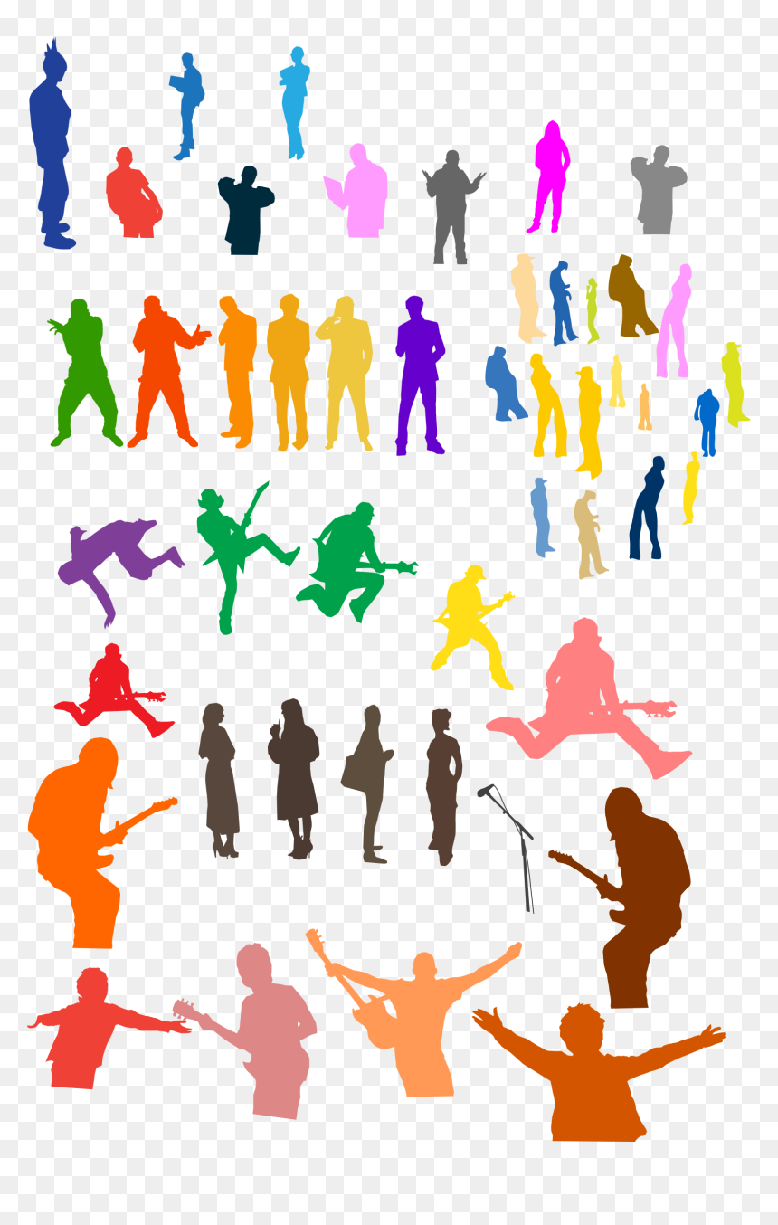 Silhouettes Clip Arts - Colorful People Silhouette Png, Transparent Png - silhouettes png