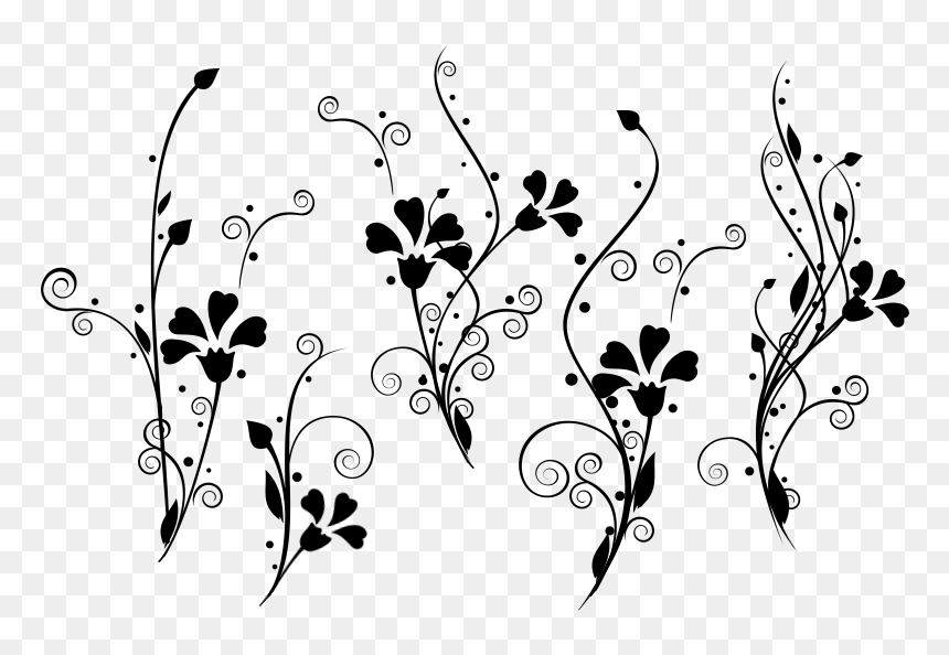 Floral Black Em Png - Simbolos Florais Png, Transparent Png - florais png