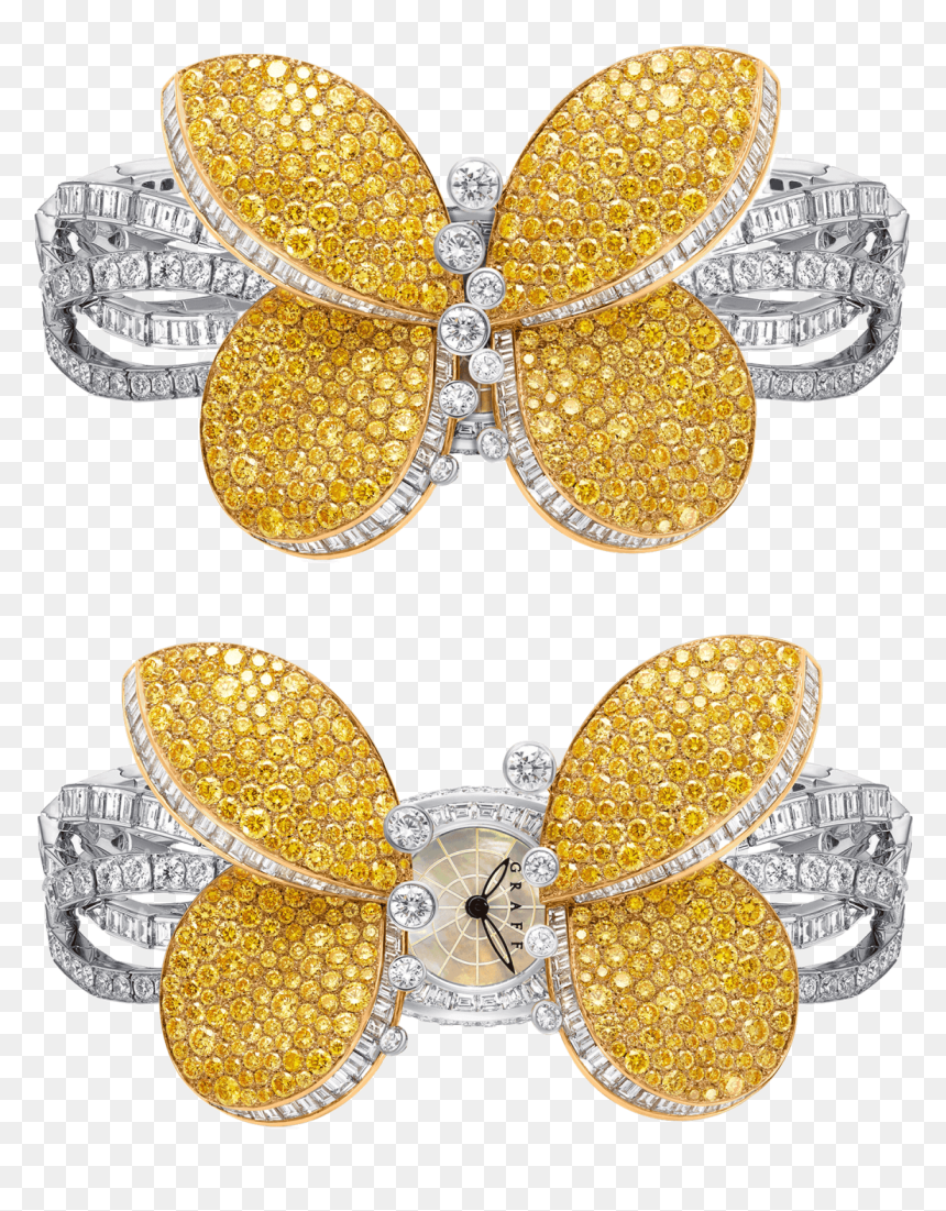 A Graff Ladies - White Yellow Diamonds Watches, HD Png Download - yellow butterfly png