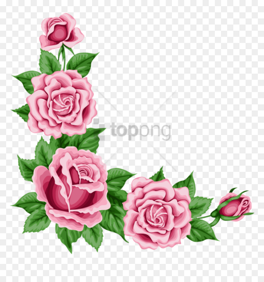 Free Png Roses Corner Border Png Image With Transparent - Flower Corner Border Transparent, Png Download - png roses
