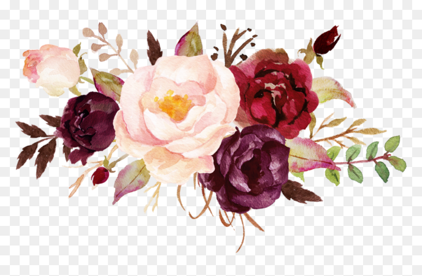 #png #roses #flowers #renaissance - Burgundy Watercolor Flowers Png, Transparent Png - png roses