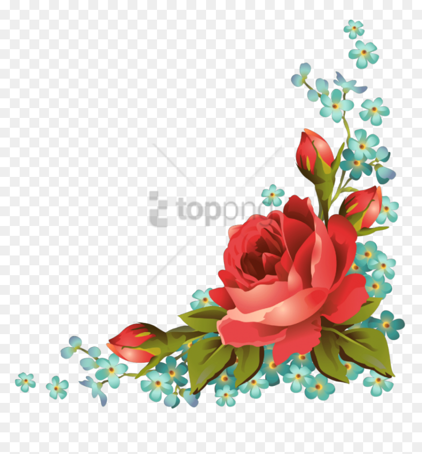 Free Png Roses Frames And Borders Png Image With Transparent - Frame Corner Flower Border, Png Download - png roses