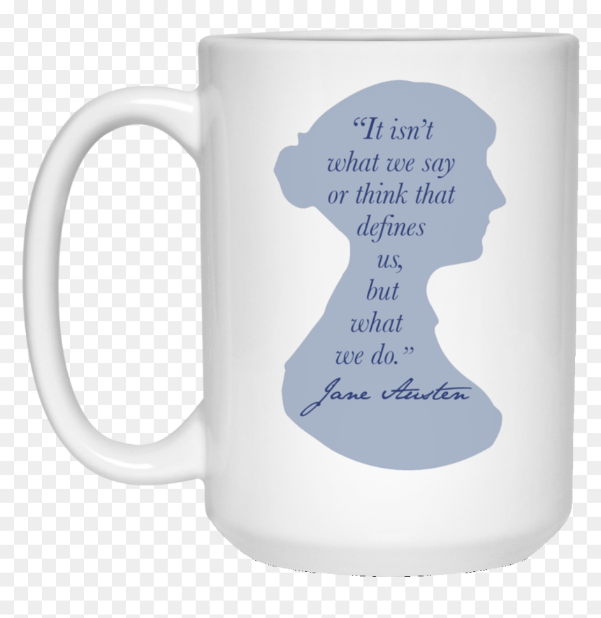 Coffee Mug With Jane Austen Silhouette And Quote - Mug, HD Png Download - eiffel tower silhouette png