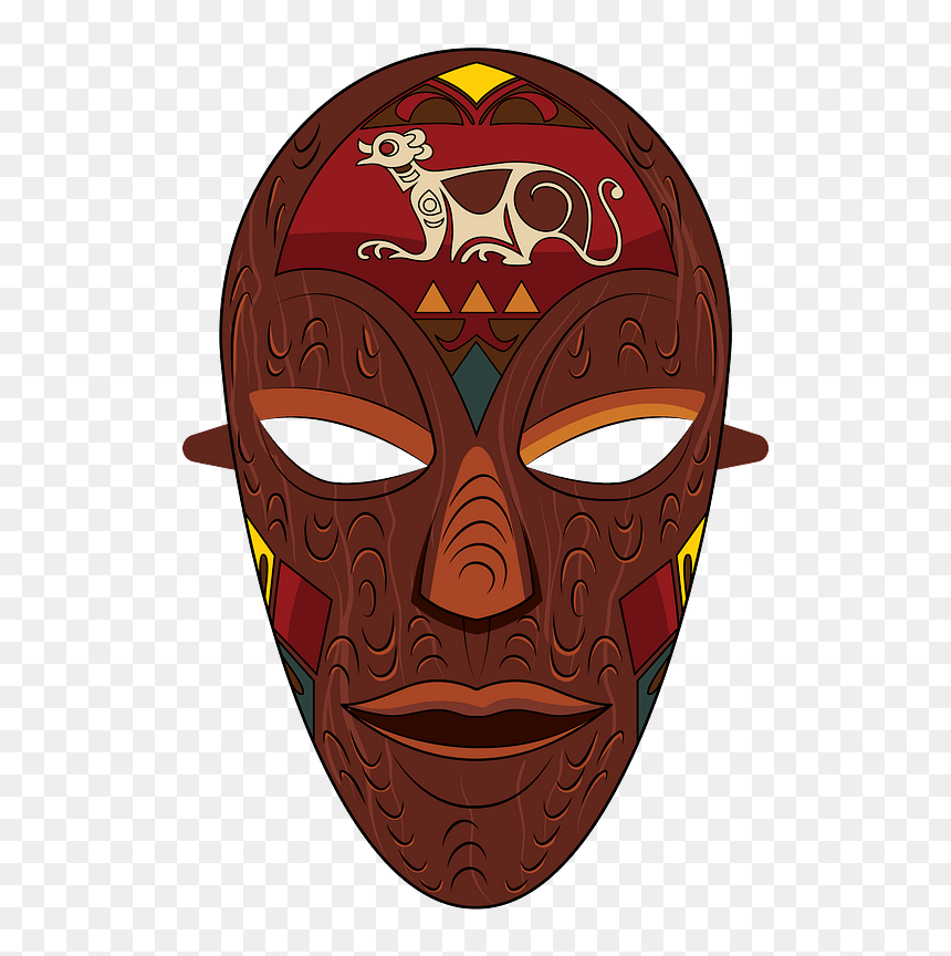 African Wooden Mask Clipart - Mask, HD Png Download - masquerade mask clipart png