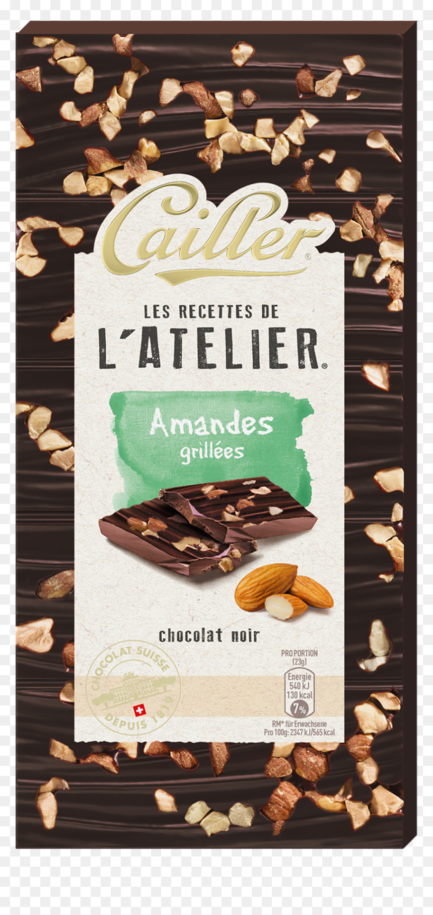 Les Recettes De L"atelier Dark Chocolate Tablet With - Nestle L Atelier Almond, HD Png Download - almonds png