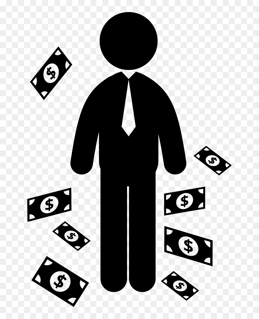 Standing Businessman With Money Bills Around Svg Png - Businessman Svg, Transparent Png - bills png