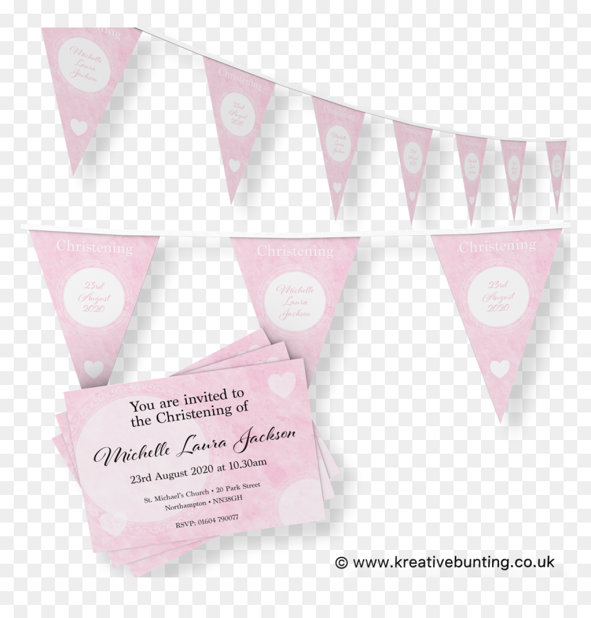 Personalised Christening Bunting & Invitation Bundle - Triangle, HD Png Download - you are invited png