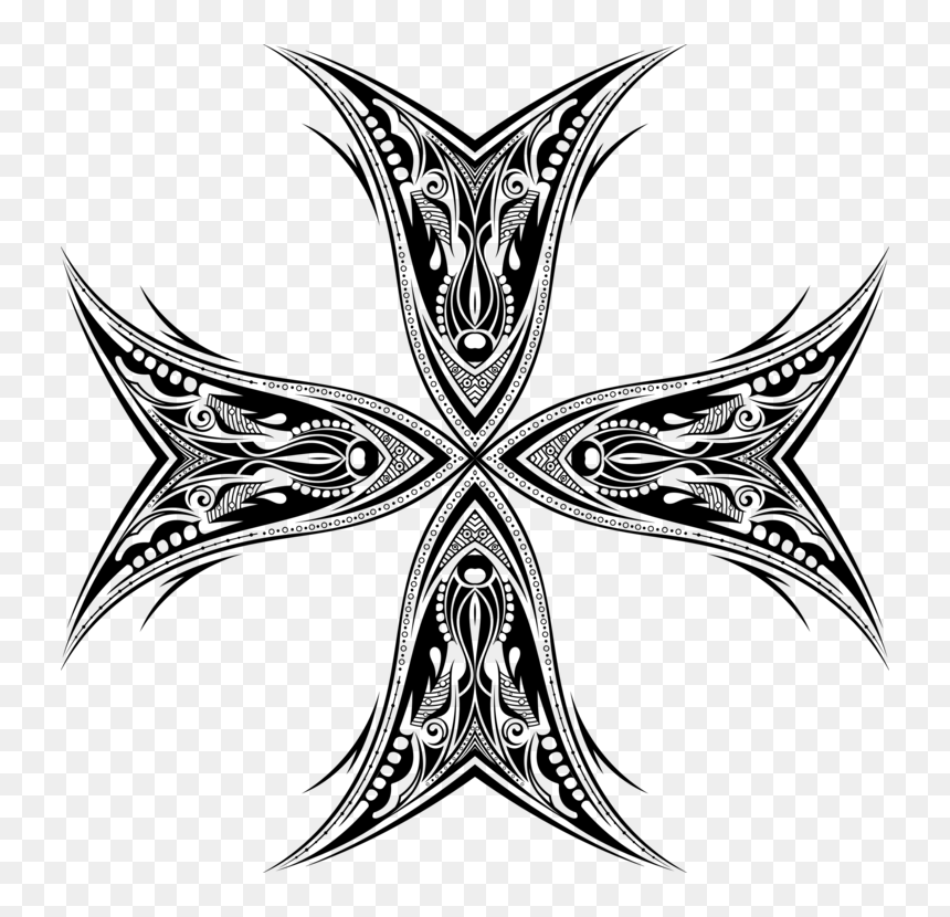 Line Art,symmetry,tattoo - Illustration, HD Png Download - cross tattoo png