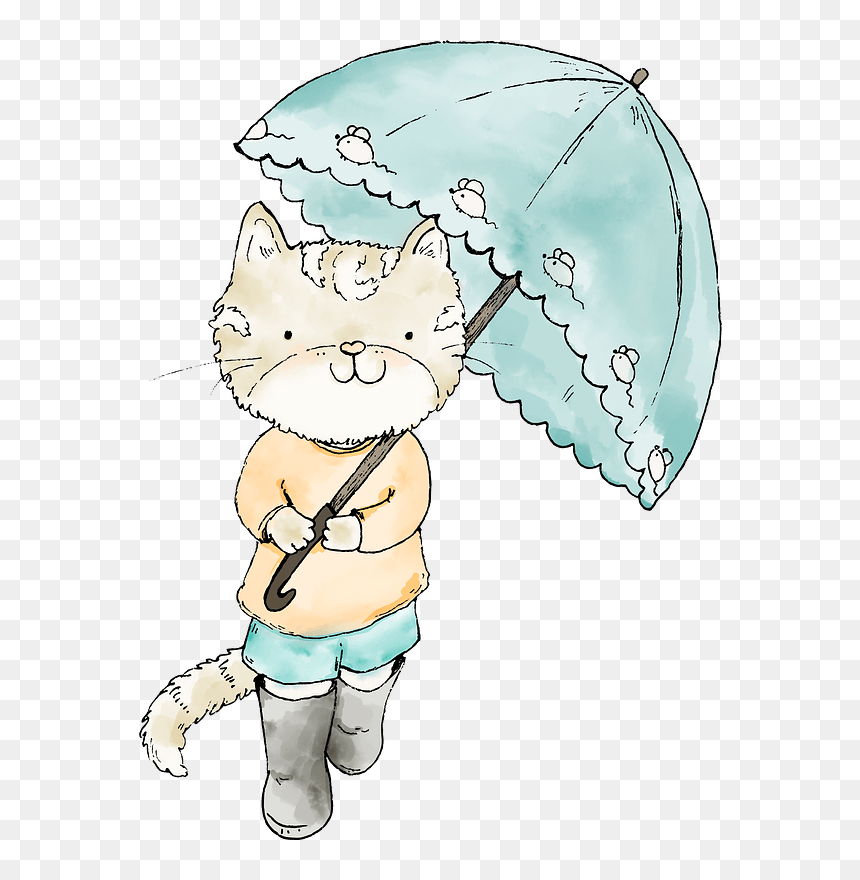 Cute Cat Under Umbrella Clipart - การ์ตูน แมว น่า รัก มาก ๆ, HD Png Download - cute cat png