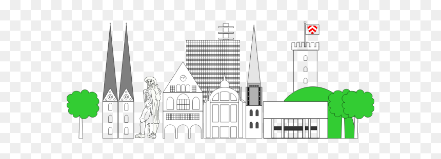 Buildings Of Bielefeld City Vector Graphics - Bielefeld, HD Png Download - city buildings png