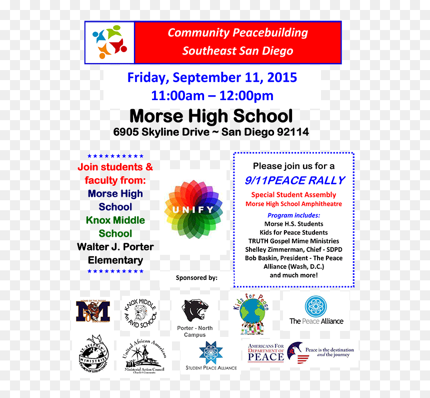 9 11 15 Morse Peace Rally - Morse High School, HD Png Download - 9/11 png