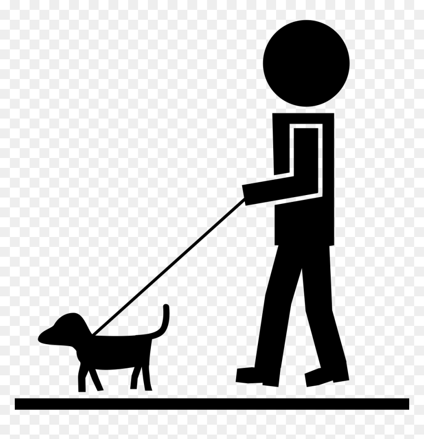 Man Walking With Pet Dog And A Cord - Dog Area Icon, HD Png Download - people walking dog png