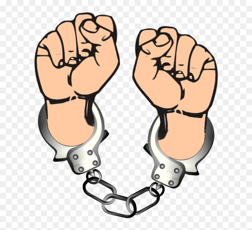 Hands In Handcuffs Clipart - Handcuffs With Hands Clipart, HD Png Download - hand clipart png