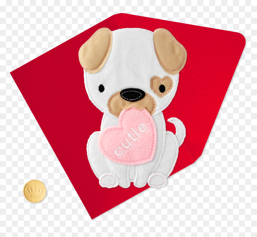Cute Puppy Valentine"s Day Card For Child - Dog Valentines Day Card, HD Png Download - cute puppy png