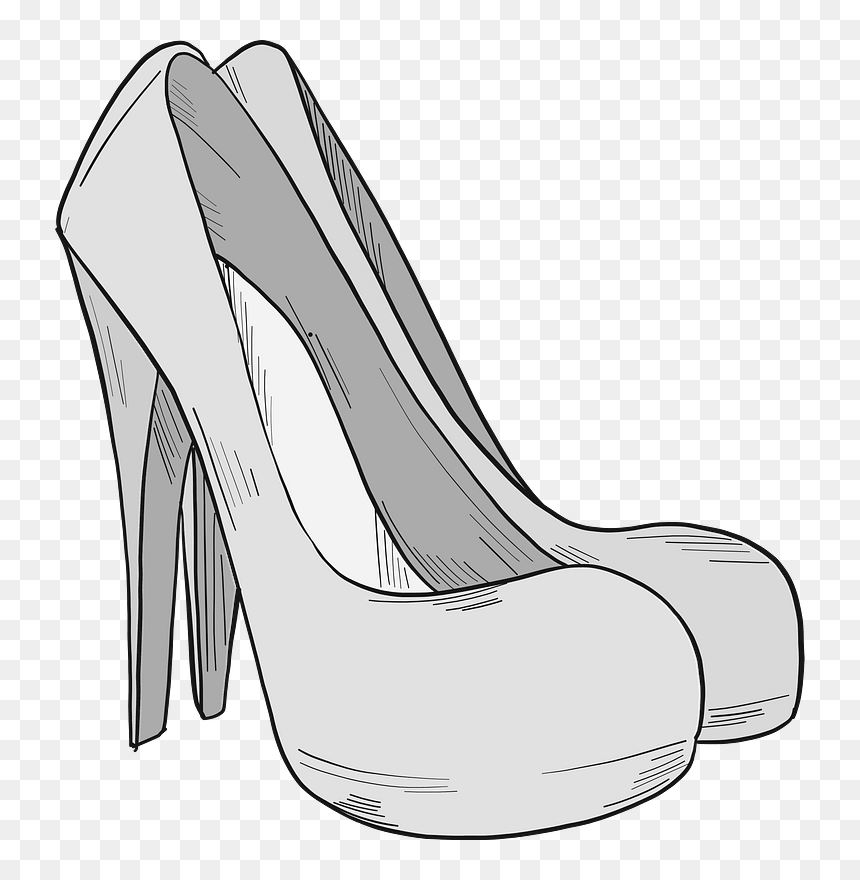 Grey High Heels Clipart - Basic Pump, HD Png Download - high heels png
