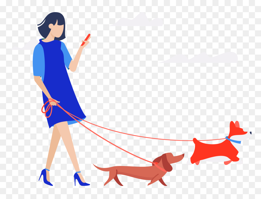 Digital Marketing Solutions, Woman Walking Two Dogs, HD Png Download - people walking dog png