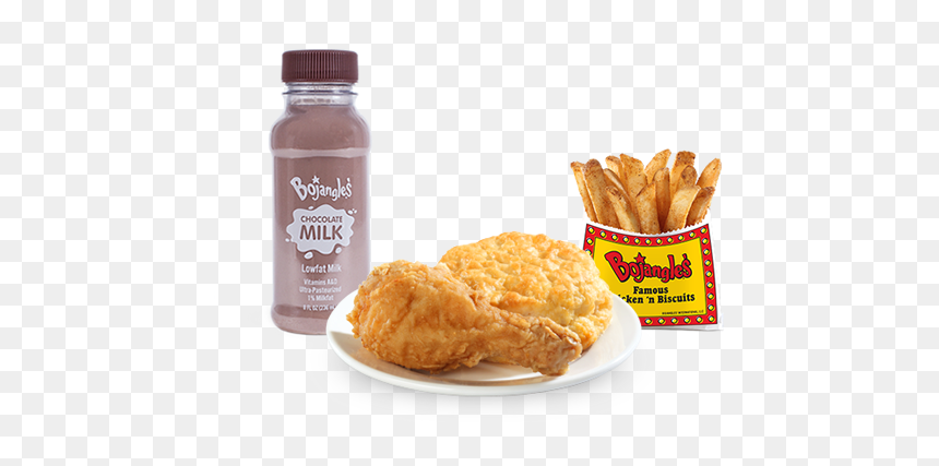 Bojangles Kids Chicken Leg With Biscuit Fries And Chocolate - French Fries, HD Png Download - chicken leg png