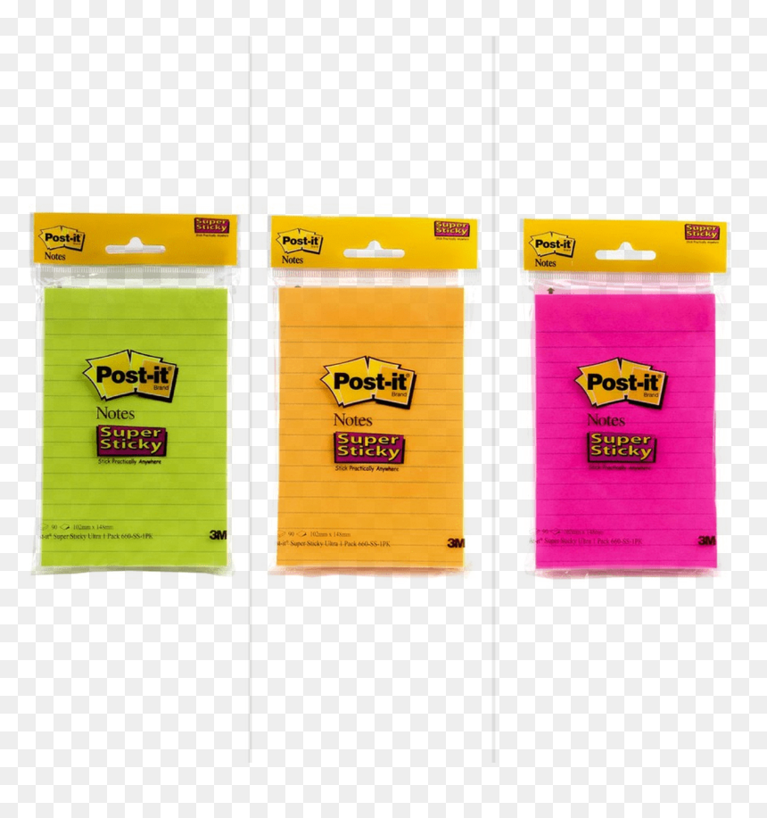 Post It 660 Ss 1pk Super Sticky Lined Notes 102mm X152mm - Post It Notes, HD Png Download - post it notes png