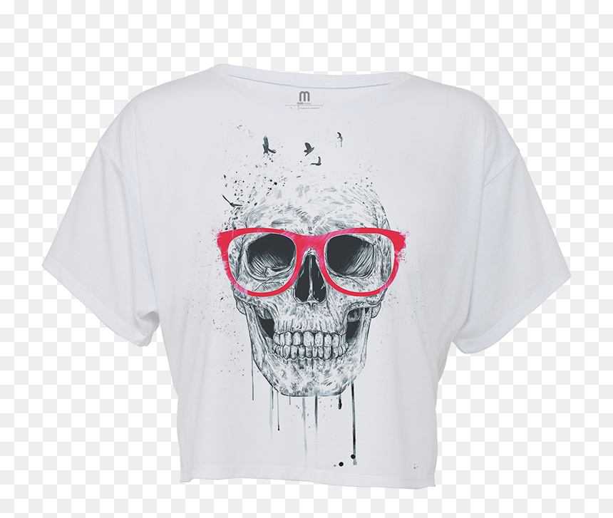 Stylish Skull Flowy Boxy White Tshirt Munoo - Calavera Con Lentes Rojos, HD Png Download - white tshirt png