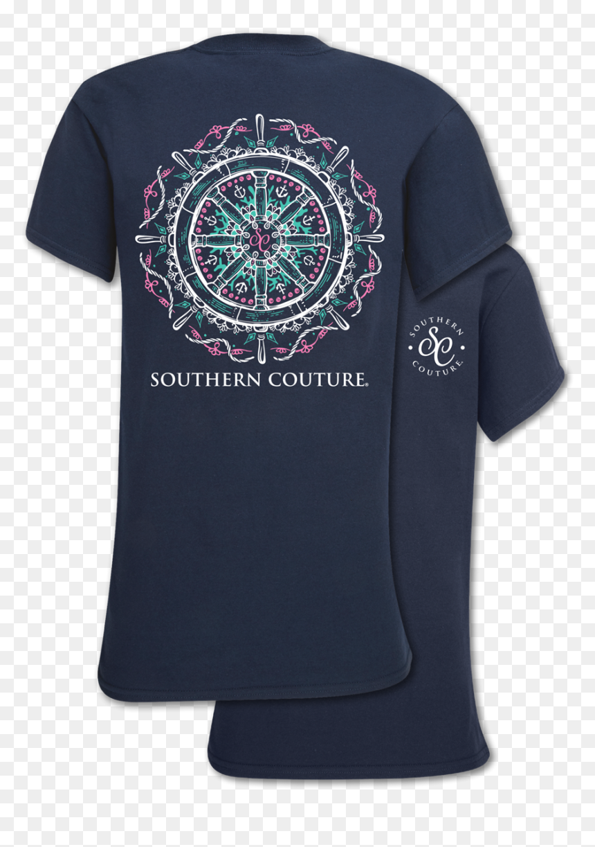 Sc Classic Ship Wheel-navy - T-shirt, HD Png Download - ship wheel png