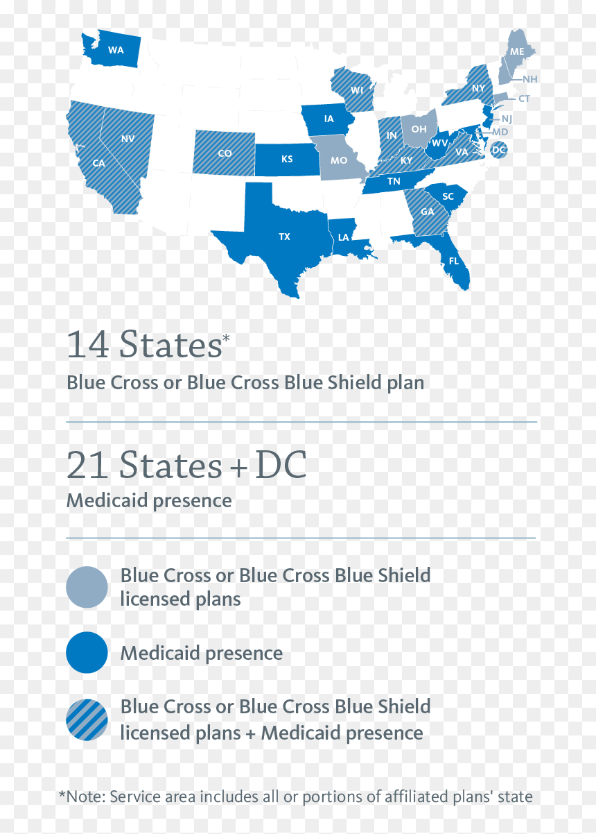 Image Map Of Us - National Survey Of Children's Health 2016, HD Png Download - blue cross png