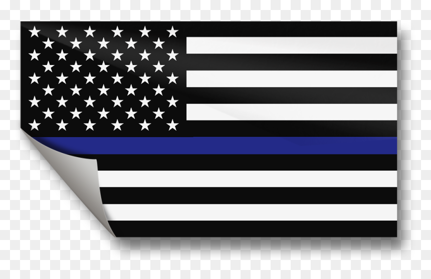Thin Blue Line Flag Sticker - Thin Blue Line Flag, HD Png Download - black and white american flag png