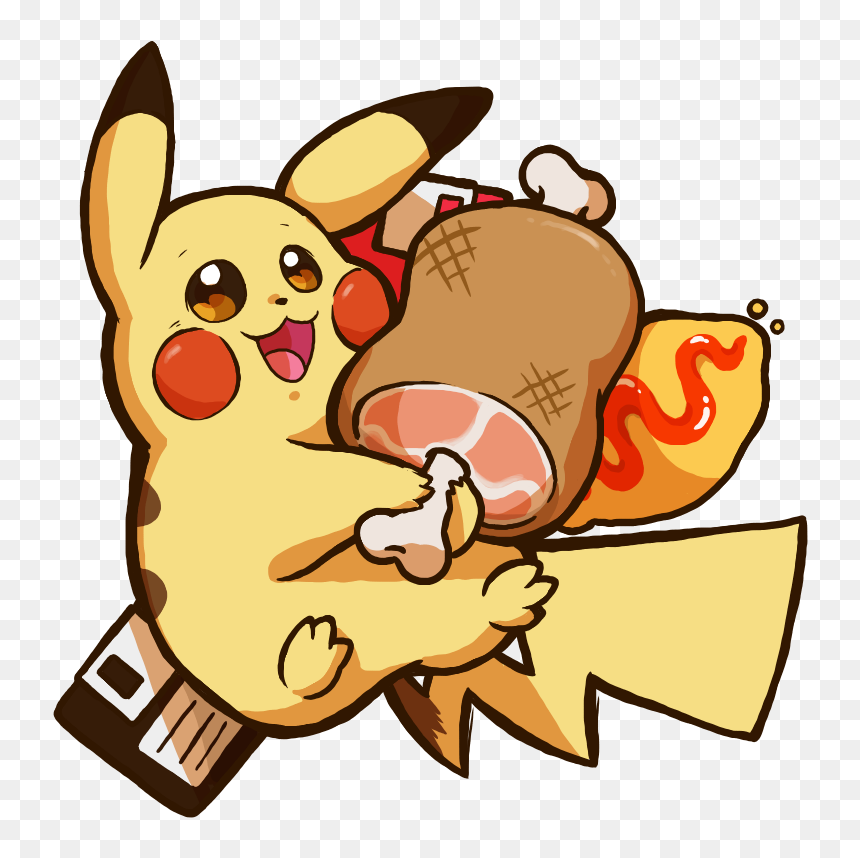 The Plushie"s Art Agumon With Pokebeans And Pikachu - Cartoon, HD Png Download - cute pikachu png