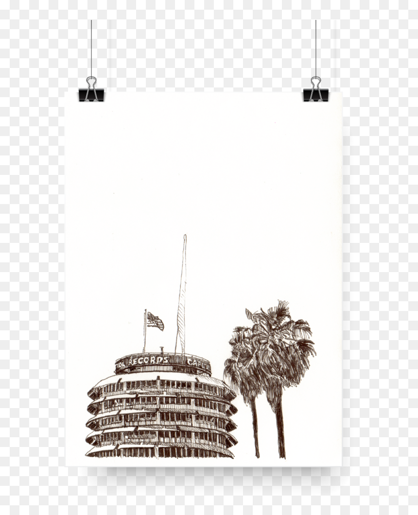 Capitol Records Building, Hollywood - Capitol Records Drawing, HD Png Download - capitol building png