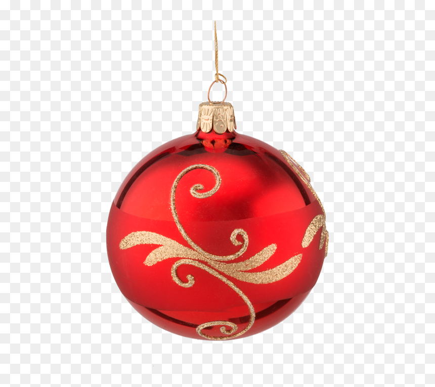 Glass Bauble Red With Goldglitter, 8 Cm - Christmas Ornament, HD Png Download - red christmas ornament png