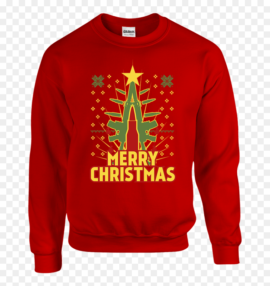 "merry Christmas - Gildan Crew Neck Black, HD Png Download - christmas sweater png