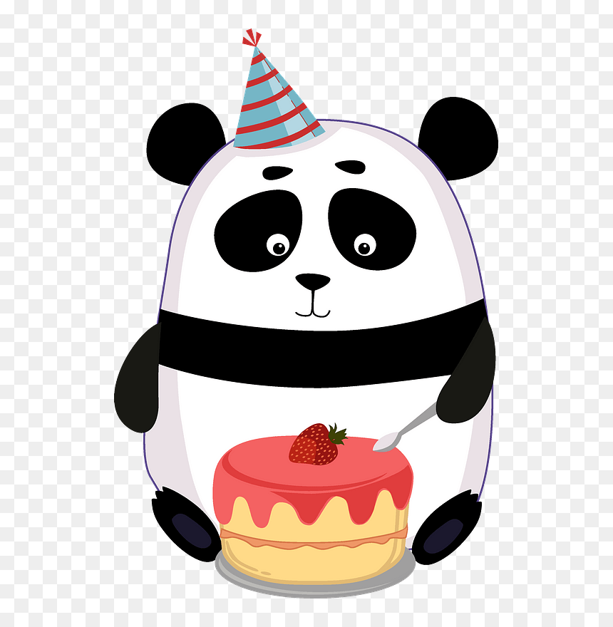 Birthday Panda Clipart - Cartoon, HD Png Download - birthday hat transparent png