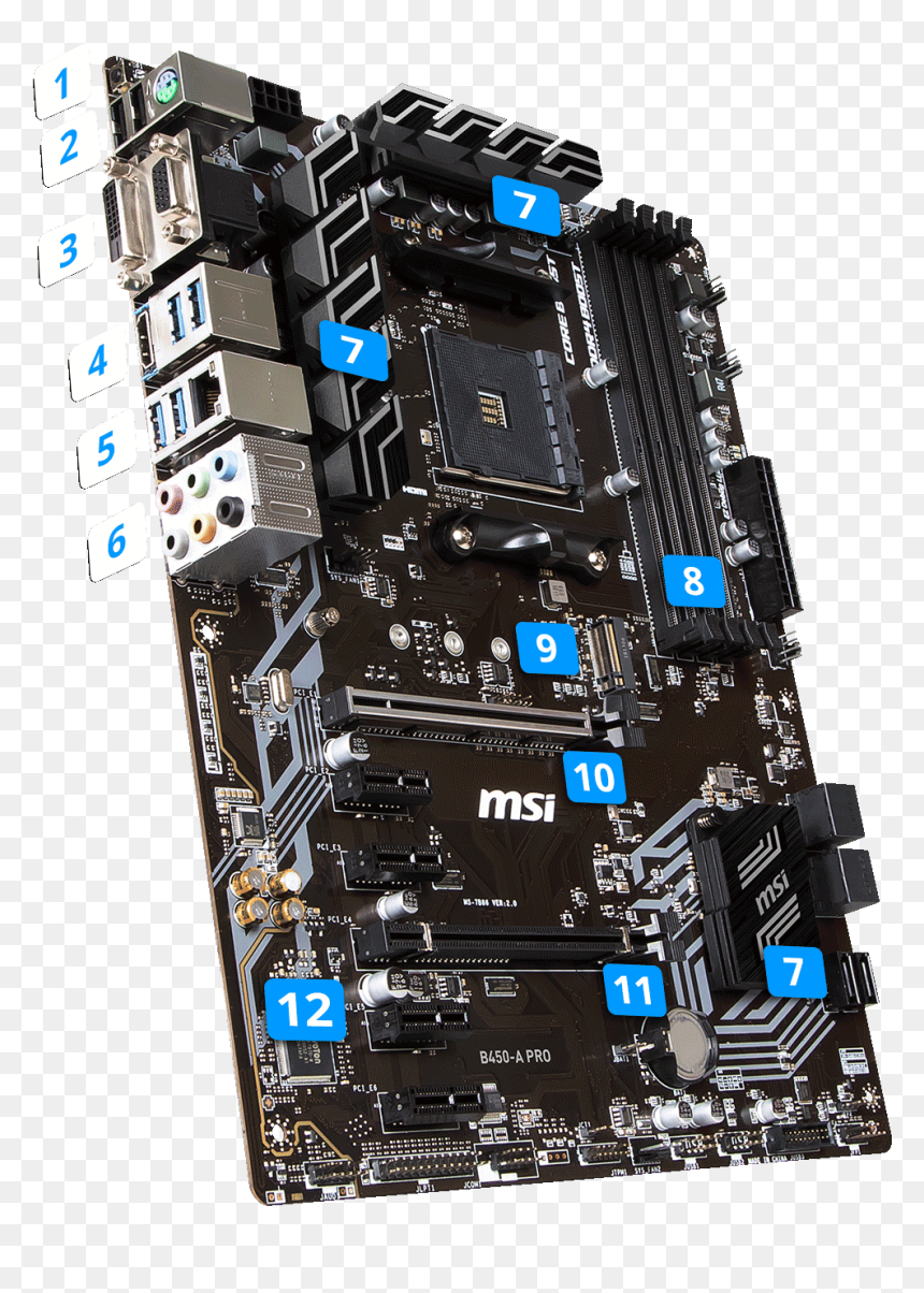 Msi B450 A Pro Max, HD Png Download - motherboard png