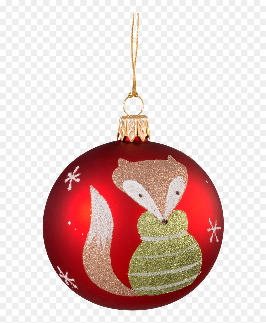 Christmas Ball Ornament Red With Fox, 7 Cm - Christmas Ornament, HD Png Download - red ornament png