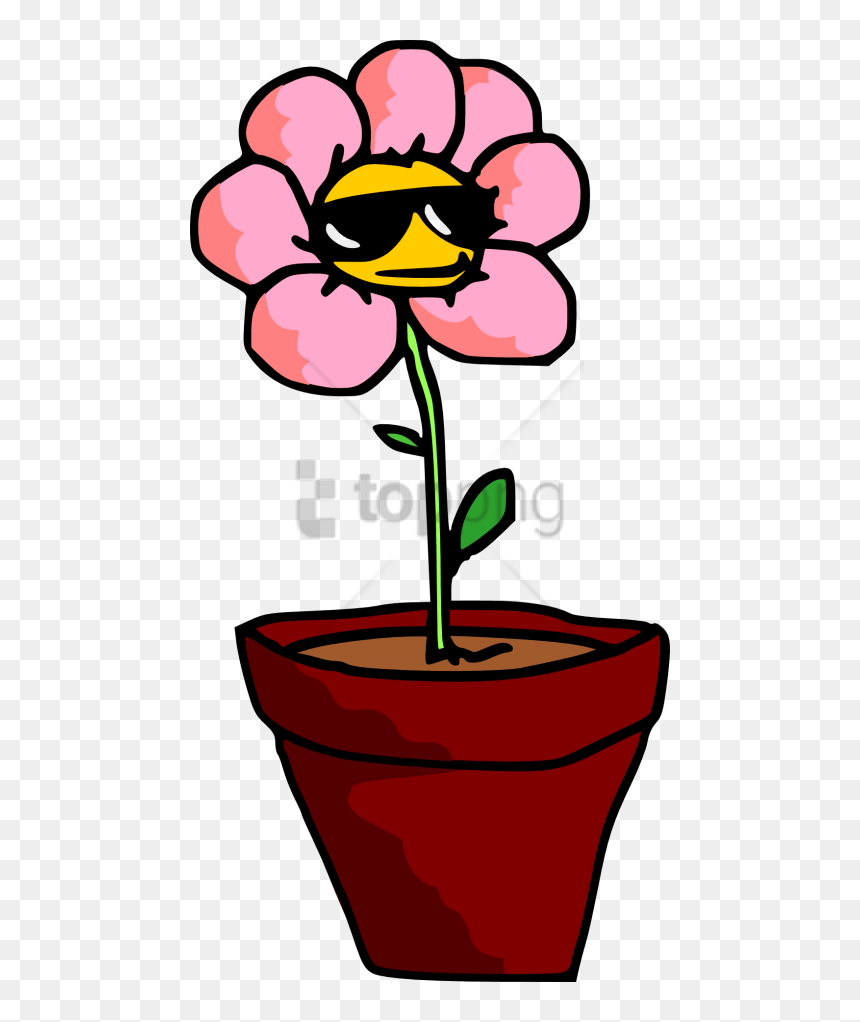 Free Png Plants With Sunglasses Cartoon Png Image With - Transparent Cartoon Flower Pot, Png Download - cartoon sunglasses png