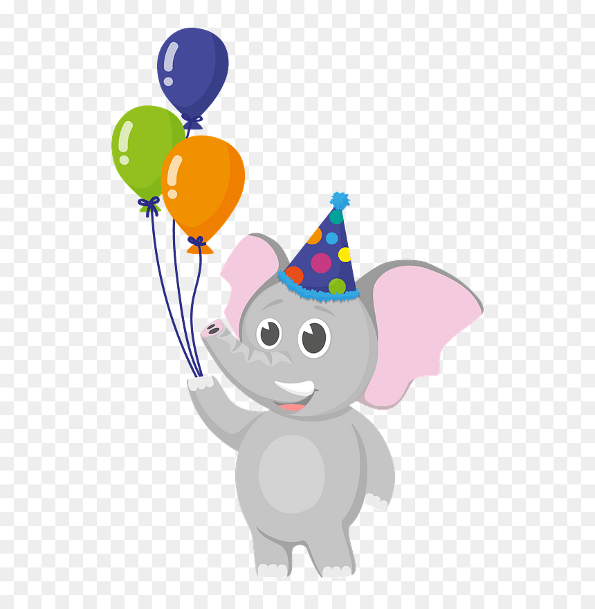 Birthday Party Elephant Clipart - Birthday, HD Png Download - birthday hat transparent png
