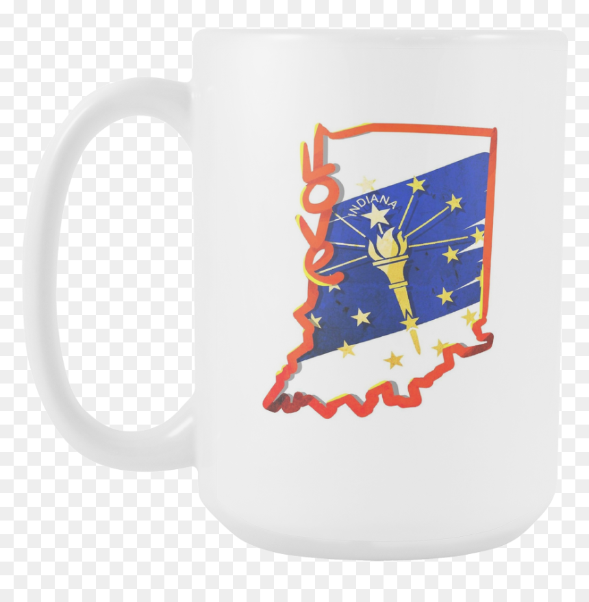 Love Indiana State Flag Map Outline 15oz Mug - Beer Stein, HD Png Download - indiana outline png
