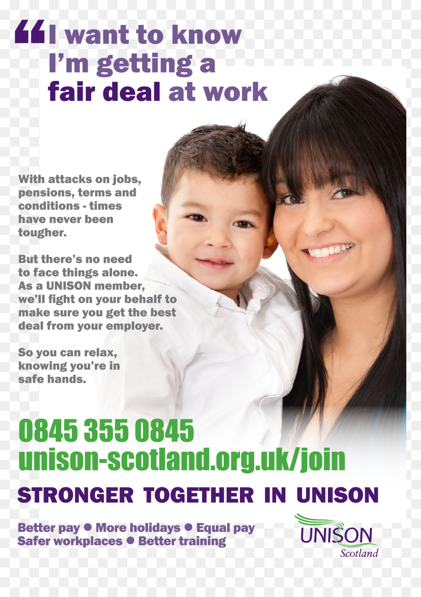 Mum And Little Boy Unison Recruitment Advert - Unison Leaflets, HD Png Download - little boy png