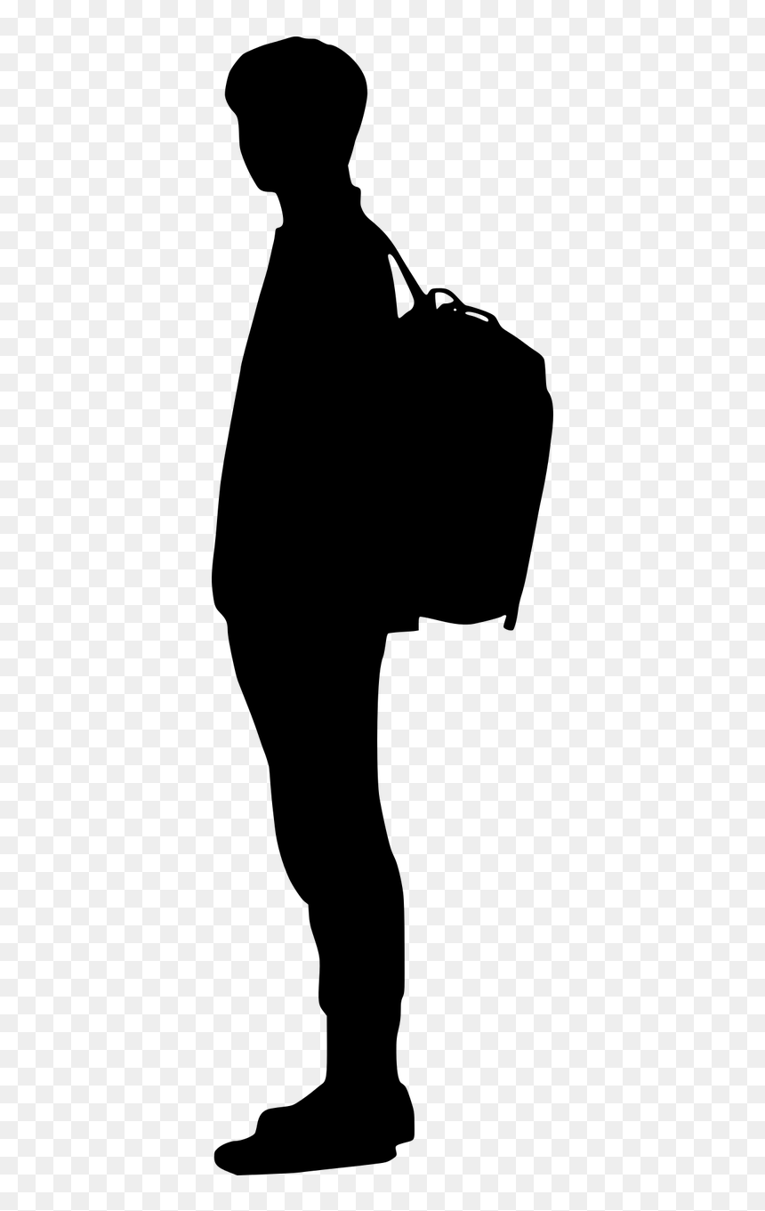 Person With Backpack Silhouette, HD Png Download - silhouette man png