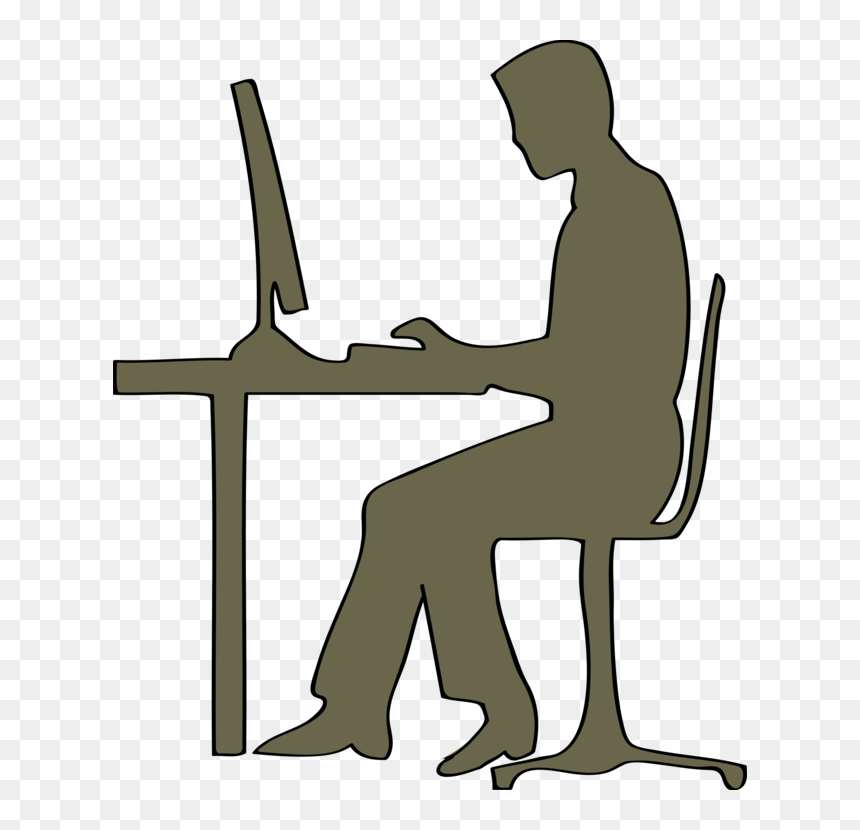 Standing,human Behavior,silhouette - Person At Computer Clipart, HD Png Download - sitting silhouette png