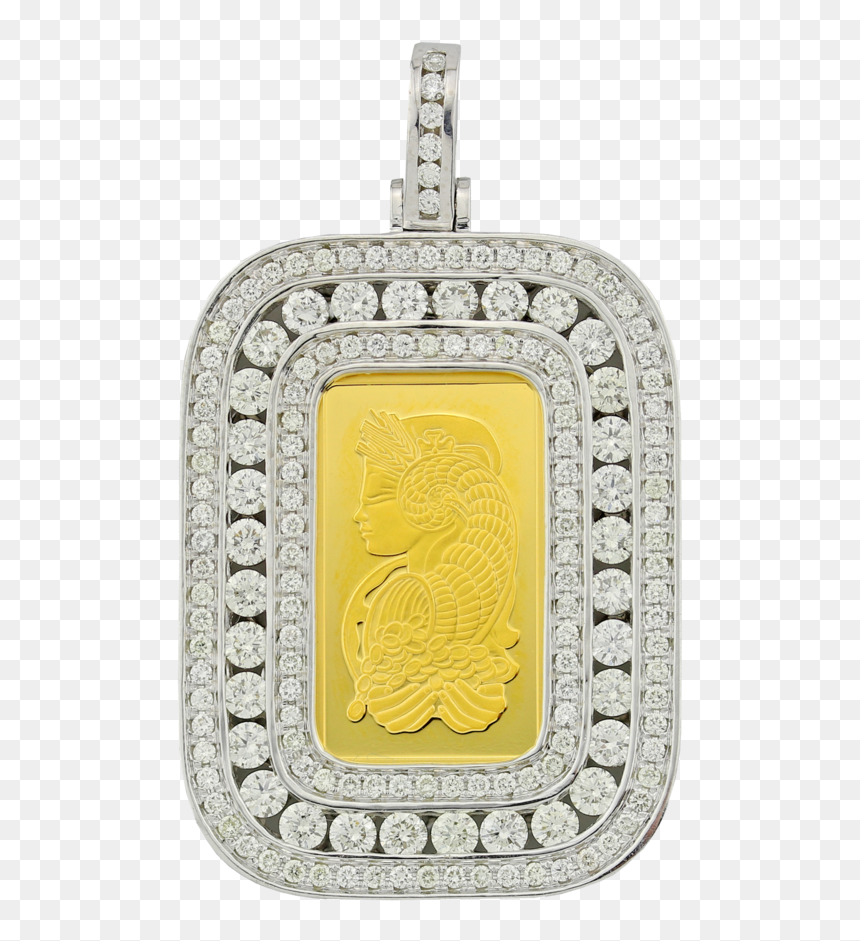 Dog Tag With Gold Bar & Diamonds , Png Download - Locket, Transparent Png - dog tag png