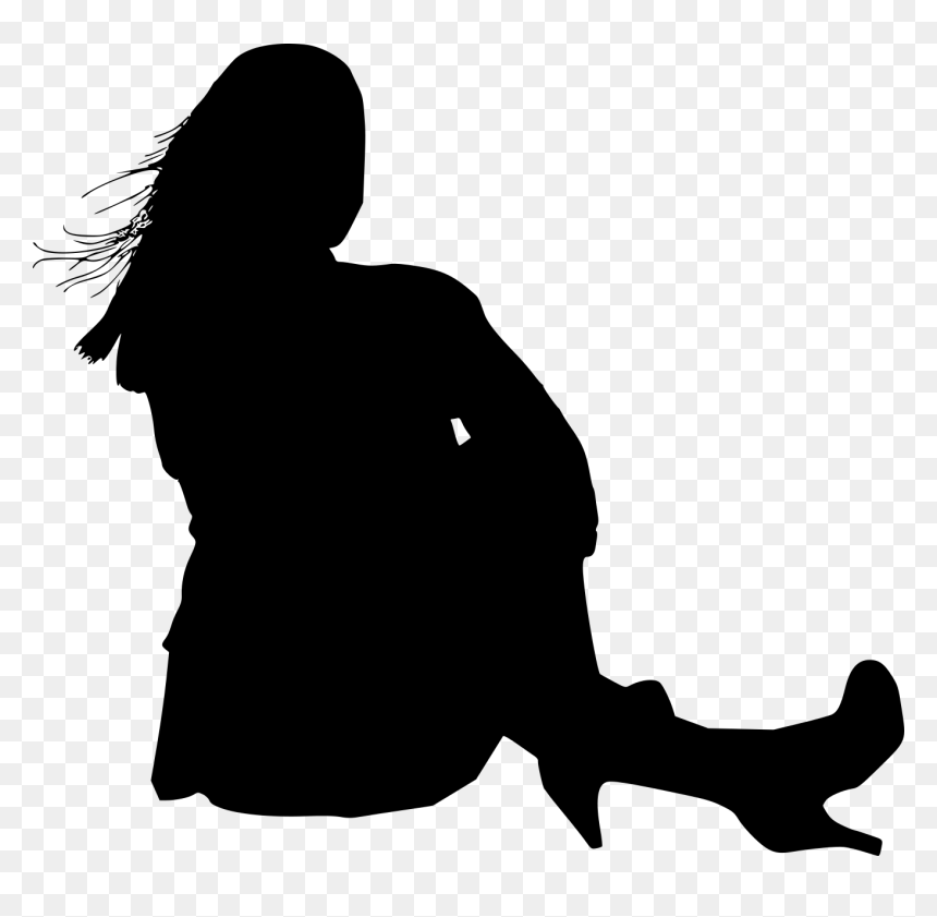 Silhouette, HD Png Download - sitting silhouette png