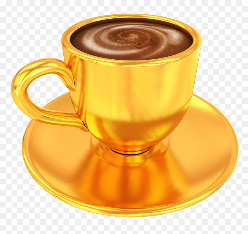 Doppio Coffee Cappuccino Cup Tea Golden In Clipart - Golden Tea Cup With Tea, HD Png Download - cup of coffee png