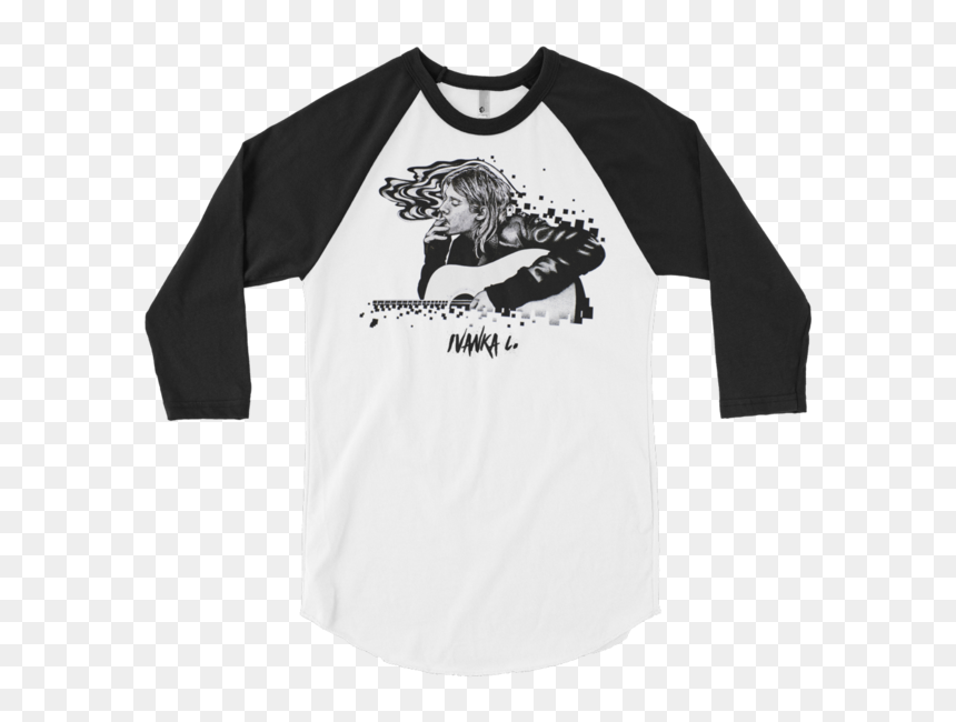 Kurt Cobain Smoking 3/4 Sleeve Crew T-shirt - Channeling My Inner Joanna Gaines, HD Png Download - kurt cobain png
