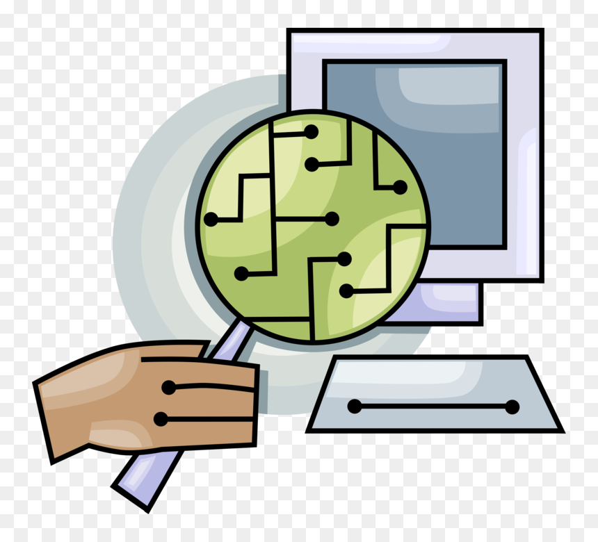 Vector Illustration Of Hand Holds Magnifying Glass, HD Png Download - circuit board vector png