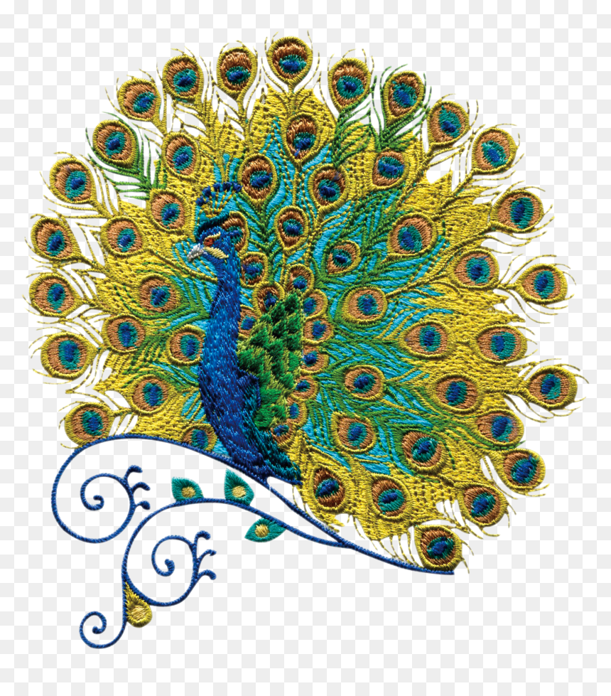 Stitch Quilling Peacock Transprent Png Free Download - Peacock Embroidery Png, Transparent Png - peacock leaf png
