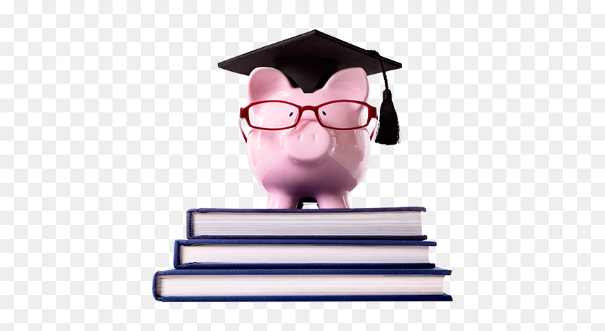 Piggy Bank With Glasses And A Grad Cap On A Pile Of - Piggy Bank With Graduation Cap Png, Transparent Png - convocation cap png