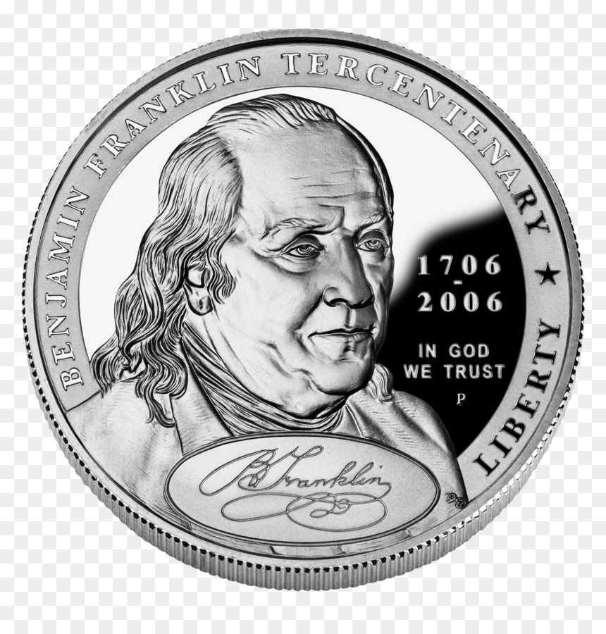 2006 Benjamin Franklin Founding Father Silver Dollar - Benjamin Franklin Founding Father Silver Dollar, HD Png Download - money .png